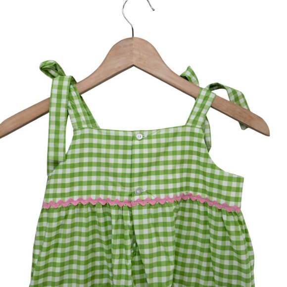 Posh Pickle Fore Midi Dress Girls Green White Gingham Sleeveless Tiered Size 7-8 - Picture 4 of 9